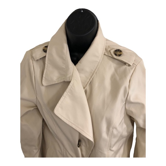Stoosh ecru classic timeless double breasted belted trenchcoat size large new - Picture 11 of 16